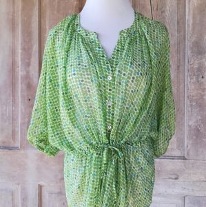Green Sheer Polka Dot Top
